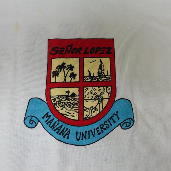 Vintage Senor Lopez Shirt Mens Large L White T Tee Manana U Single Stitch - Picture 5 of 7
